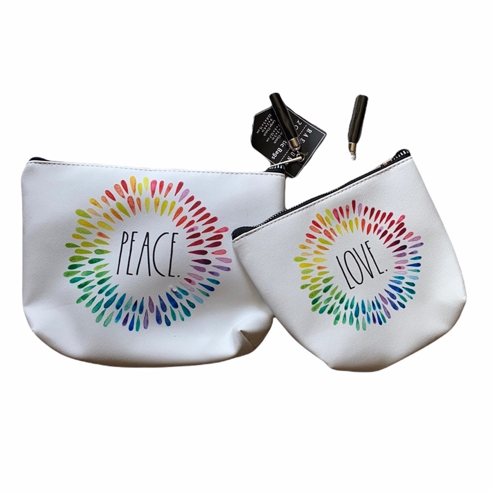 NEW Rae Dunn peace/love cosmetic bags - Picture 2 of 8
